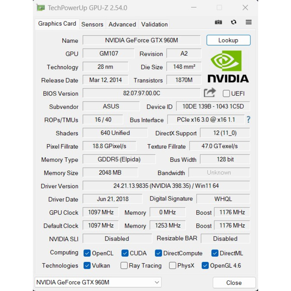 БВ ноутбук ASUS ROG FZ50VW-NS51 15.6" FHD IPS / i7-6700HQ / 16GB / 128 Gb SSD + 1000 Gb HDD / NVIDIA GeForce GTX 960M (2 GB)