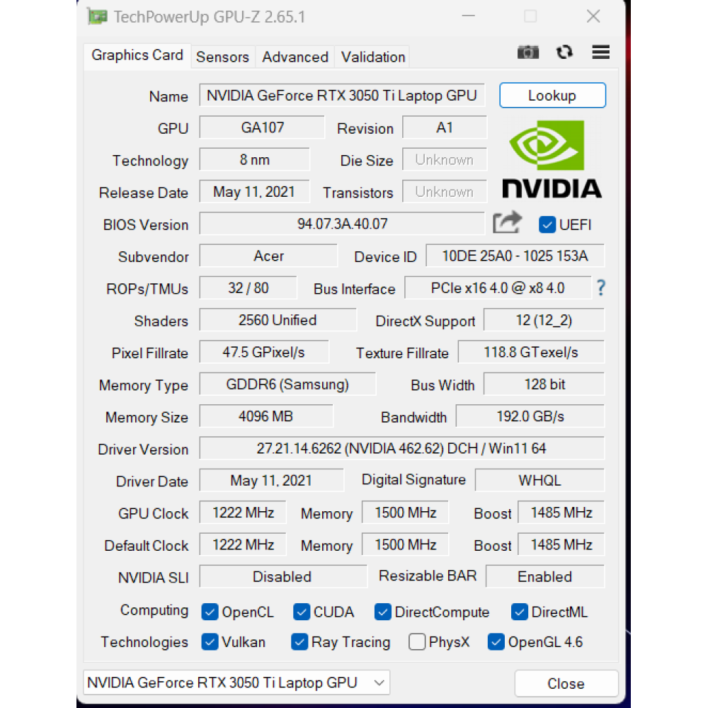 БВ ноутбук Acer Nitro 5 AN515-57-5700 15.6" FHD 144GHz / i5-11400H / 16GB / 512Gb SSD / NVIDIA GeForce RTX 3050Ti (4 Gb)