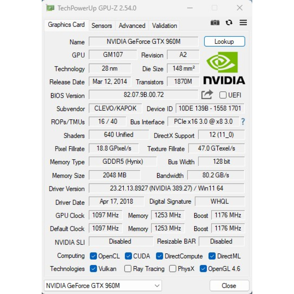 БВ ноутбук Clevo N170RD1 17.3" FHD/IPS Матовий / Intel Core i7-6700HQ / 16Gb / 480Gb SSD / NVIDIA GeForce GTX 960M (2 Gb)
