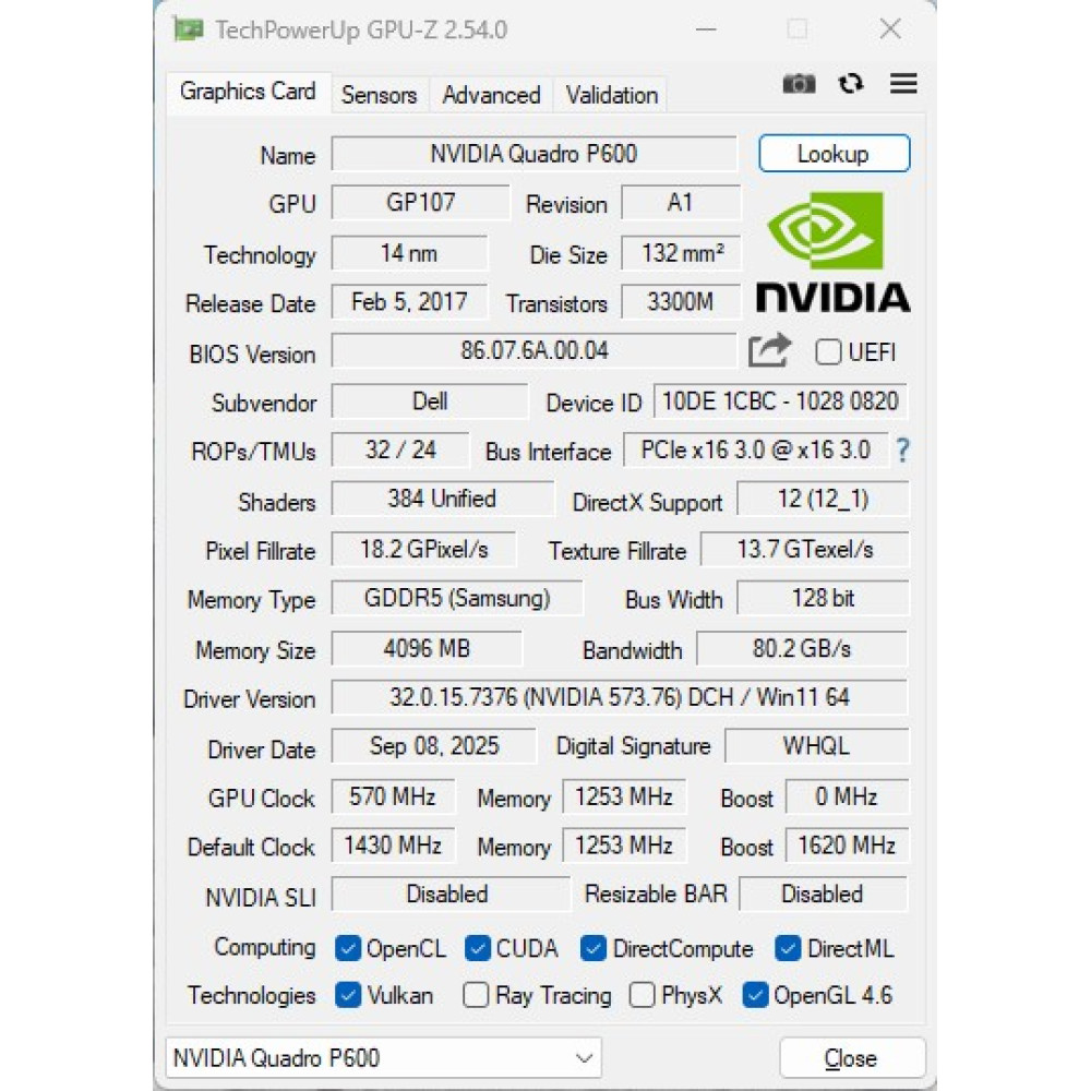 БВ ноутбук Dell Precision 3530 15.6" HD/IPS / i7-8850H (6x12) / 16Gb / 512Gb SSD / NVIDIA Quadro P600 (4 Gb)