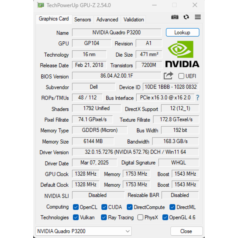 БВ ноутбук Dell Precision 7730 17.3" FHD/IPS / i7-8850H (6x12) / 32 Gb / 512 Gb SSD / NVIDIA Quadro P3200 (6 Gb)