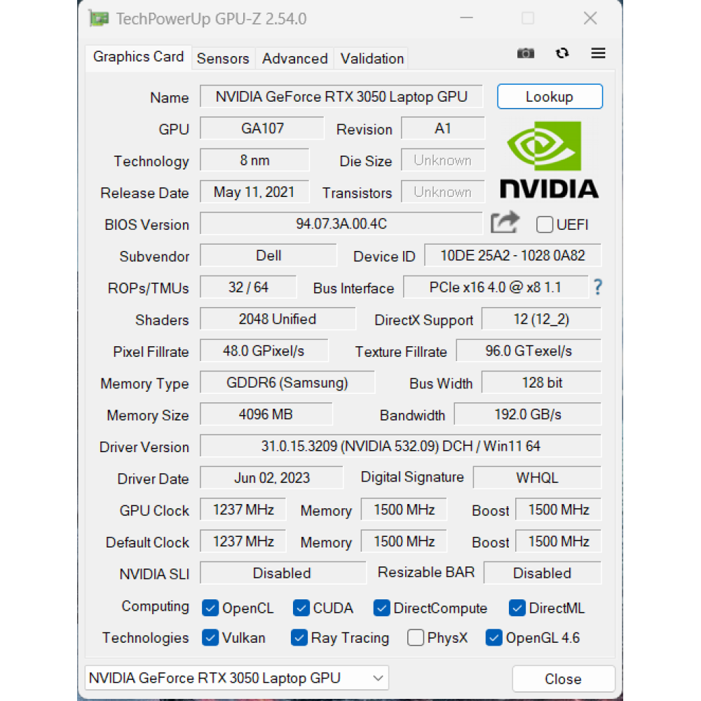 БВ ноутбук  Dell Vostro 15 7510 15.6" FHD/IPS / i7-11800H / 16GB / 512Gb SSD / NVIDIA GeForce RTX 3050 (4 Gb)