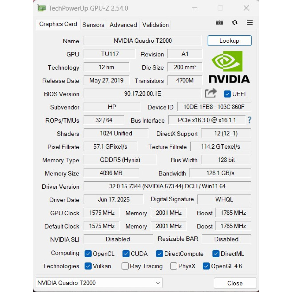БВ ноутбук HP ZBook 15 G6 15.6" FHD/IPS / Xeon E-2286M (8 x 16)/ 16Gb / 512Gb SSD / NVIDIA Quadro T2000 (4 Gb)