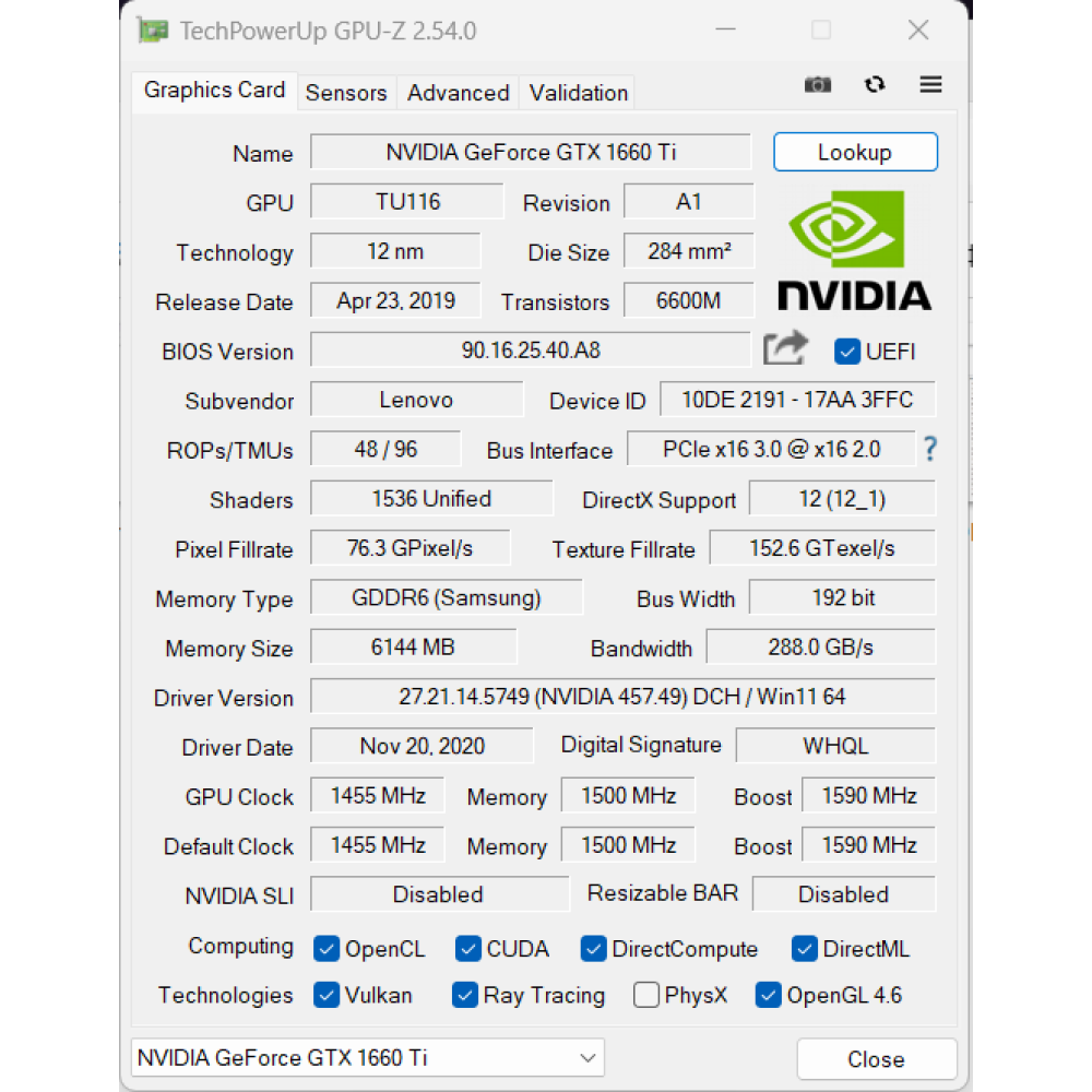 БВ ноутбук Lenovo Legion Y545 15.6" FHD/IPS 144Hz / i7-9750H / 16Gb / 512Gb SSD + 1000Gb HDD / NVIDIA GeForce GTX 1660Ti (6 Gb)