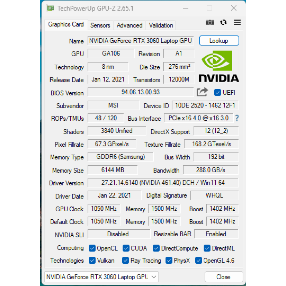 БВ ноутбук MSI GF75 Thin 10UEK 17.3" FHD/IPS 144 Hz / i7-10750H (6x12) / 16 Gb / 480 Gb SSD /  NVIDIA GeForce RTX3060 (6 Gb)