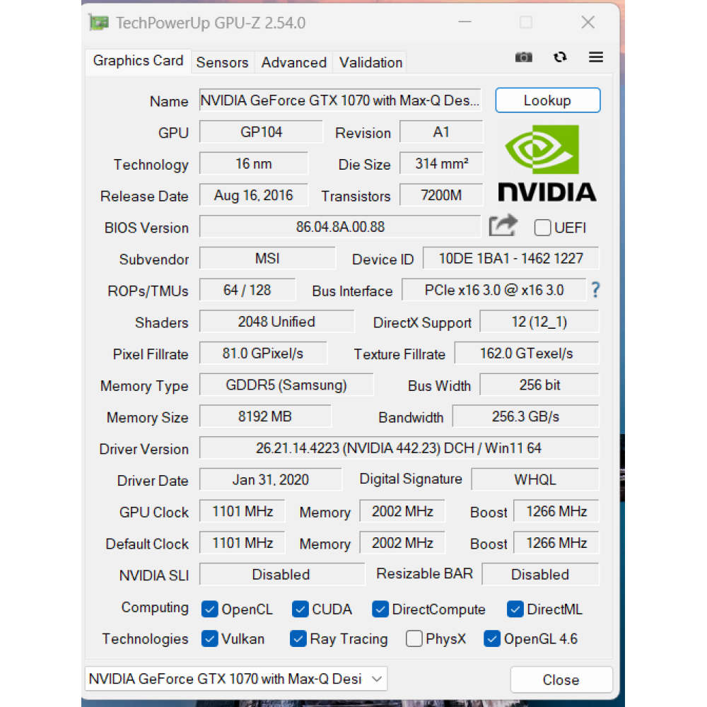БВ ноутбук MSI P65 Creator 8RF 15.6" FHD/IPS 144Hz / i7-8750H (6x12) / 16 Gb / 512 Gb SSD / NVIDIA GeForce GTX1070 (8 Gb)